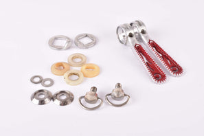 Red Campagnolo Record #1014 braze on Gear Lever Shifter Set with Chesini Panto from the 1980s