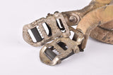 Francesco Moser labled Cobra leather pedal toe clip straps with white REG pedal strap end caps from the 1980s