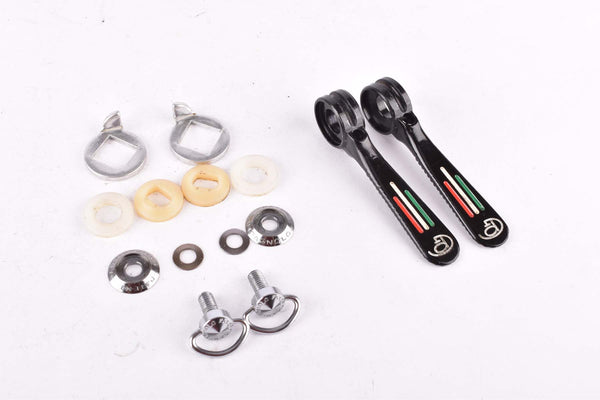 Black Pinarello pantographed Campagnolo Record / Super Recod #1014 braze on Gear Lever Shifter Set from the 1970s / 80s