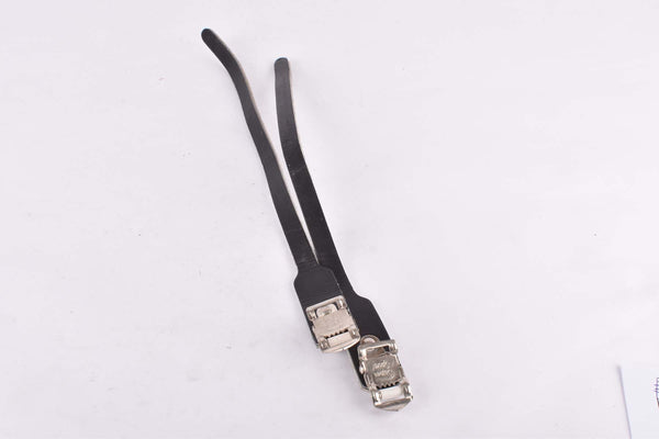 NOS Black Super Sport Leather toe clip straps (Campagnolo C-Record style)