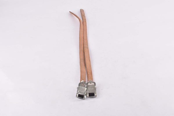 NOS natural / brown AFA Leather toe clip straps from the 1970s - 1980s