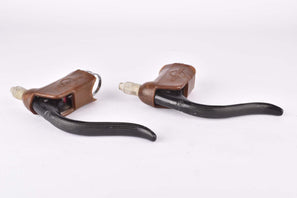 Weinmann AG Typ 730 non-aero black anodized Brake lever set with brown hoods from the 1970s - 1980s