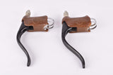 Weinmann AG Typ 730 non-aero black anodized Brake lever set with brown hoods from the 1970s - 1980s