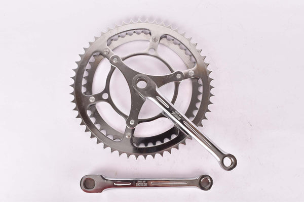 NOS Stronglight fluted three arm cottered chromed steel crank set with 54/45 teeth in 170mm from the 1950s / 1960s