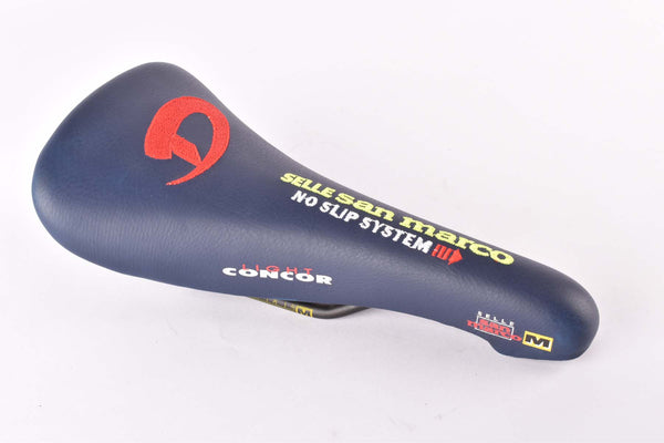 NOS Dark Blue Selle San MarcoLight Concoe Saddle with No Slip System and Manganese Rails from 1996
