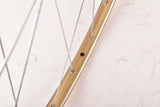28" Front Wheel with golden Mavic OR10 tubular Rim and Campagnolo Record 1034 Hub from the 1970s/80s