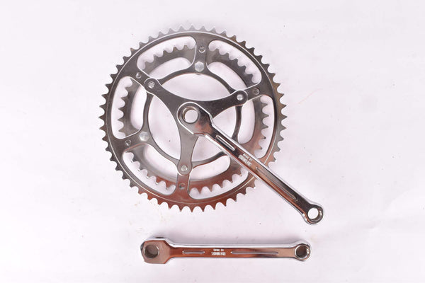 NOS Stronglight fluted three arm cottered chromed steel crank set with 52/42 teeth in 170mm from the 1960s / 1970s