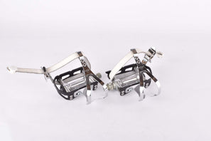 NOS Gipiemme Sprint #300SA Pedal Set with REG Special toe clips and white leather straps from the 1970s - 1980s