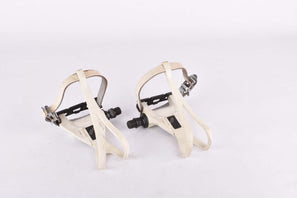 Shimano Exage Sport #PD-A450 white aero Pedal Set with toe clips and straps from the late 1980s