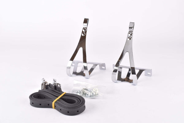 NOS Wellgo steel toe clip set with straps and small parts