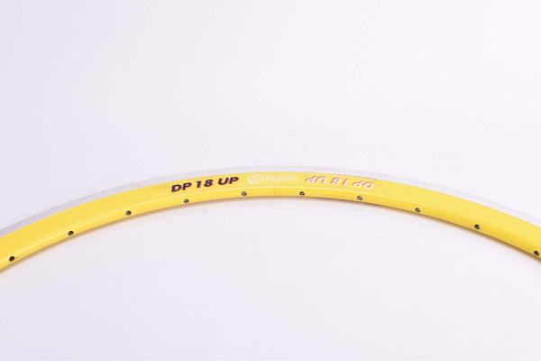 NOS Rigida DP 18 Ultimate Power yellow single Clincher Rim in 28"/622mm (700C) with 36 holes from the 1980s - 2000s
