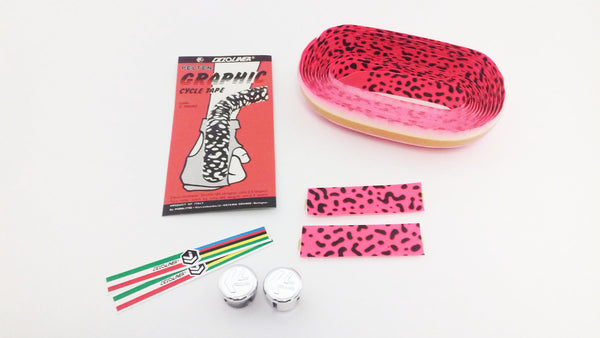 NOS Ciclolinea Pelton Graphic handlebar tape in pink/black from the 1980s