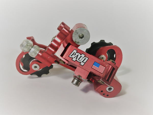 Red Paul Components Powerglide 8-speed Rear Derailleur from the 1990s