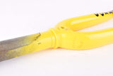 NOS 28" Yellow Fausto Coppi pantographed 1" threaded steel fork close up panto fork crown