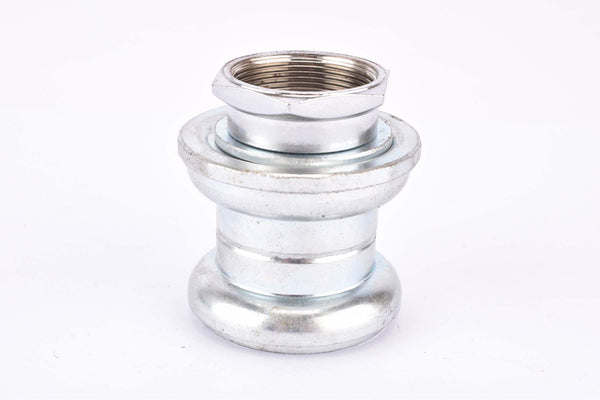 NOS Thun zinc and chrome plated Headset with english thread - Steuersatz

Weight / Gewicht:
104 g

Size / Größe:
1"

Stack height / Einbauhöhe:
33.0 mm

Thread / Gewinde :
25.4mm x 24F (English/ISO/Italian)

Fork Crown Race / Gabelkonus :
27.0 mm

Condition / Zustand:
New old stock (NOS), see pictures
Neue alte Lagerware, siehe Bilder

Production period / Produktionszeitraum :
-

Note / Bemerkung:
-

