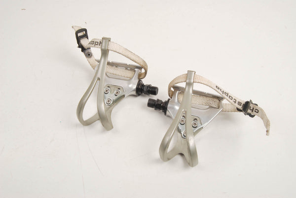 Shimano RX100 PD-A550 pedal set with toeclips and Christophe toestraps from the 90s